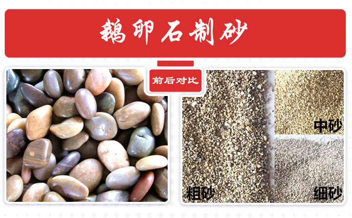 鵝卵石制砂前后對比